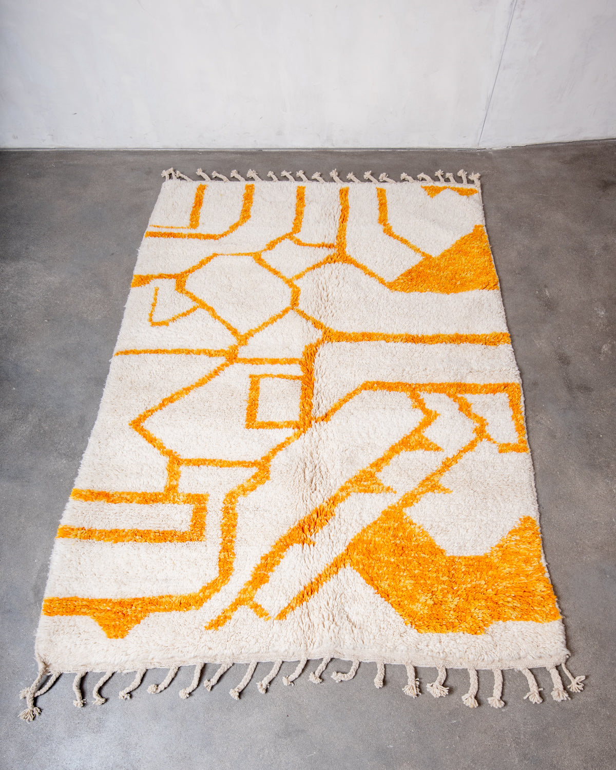 odern, designer, handcrafted Berber rug from Morocco. Beniourain carpet with beautiful colours and patterns and fluffy wool texture.